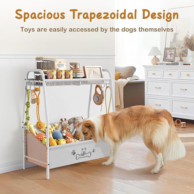 Lomivra Large Dog Toy Basket (23.6"x11.2"x9.7"), Dogs Toy Bin with Storage Organizer, Trapezoid Toy Box for Dog Stuff Accessories, Pet Toy Storage Holder Chest for Cat Dogs Essential Supplies - Image 2