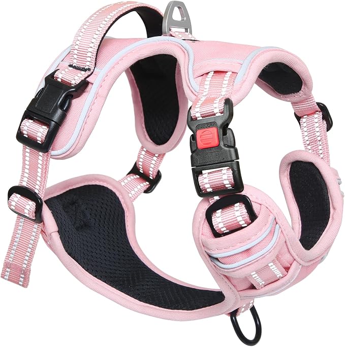 Timos Dog Harness for Large, Reflective No Pull Vest with Handle, Pink, L | Quick Release 3 Buckles, Easy On & Off, No Choke, Adjustable Soft Padded, Front & Back 2 Clips and Control Handle for Walking - Image 7