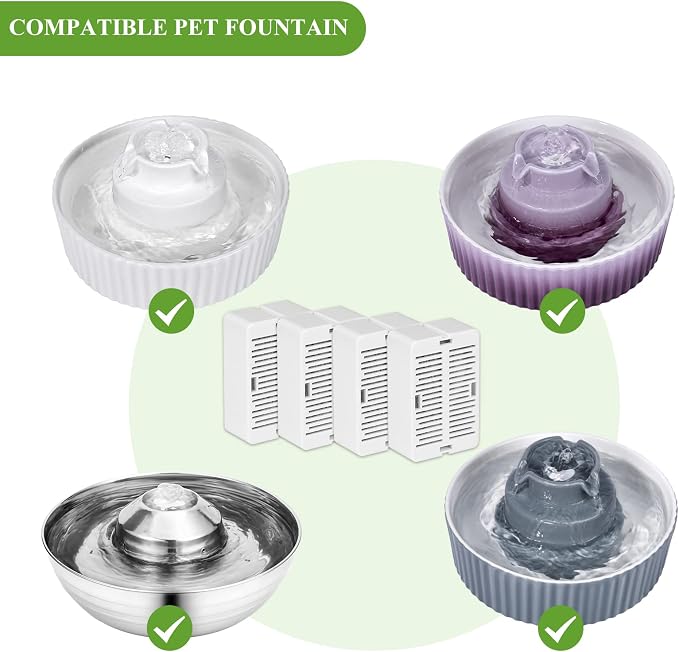 Cepheus 16 Pack Cat Water Fountain Filter with 4 Foam, Cupcake Pet Fountain Replacement Filters for Ceramic Cat Water Fountain, Carbon Fountain Filter Set - Image 4