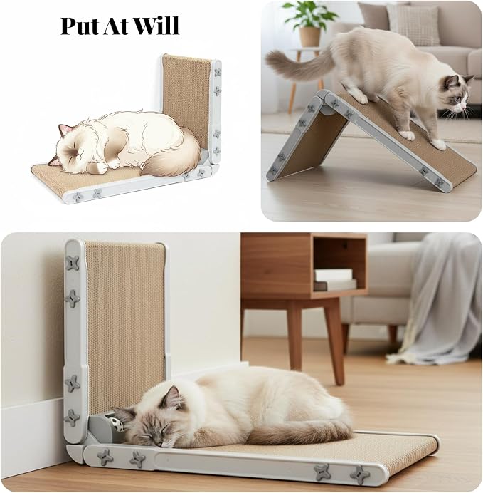 L Shape Cat Scratcher, 26.8 Inch Cat Scratchers for Indoor Cats, Protecting Furniture Cat Scratch Pad, Cardboard Cat Scratching with Ball Toy, Catnip, Large (Gary) - Image 5