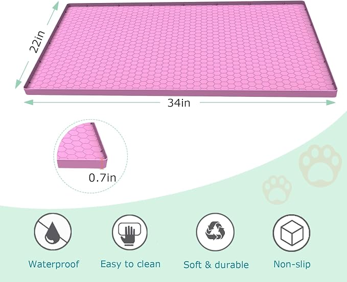 Cat Litter Mat, Silicone Large Cat Mat for Litter Box - 34x22 in, Waterproof & Non-Slip, Durable & Easy Clean, Pink - Image 4