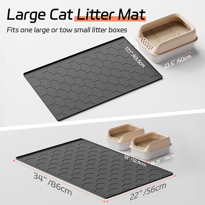 Bulkniu Silicone Cat Litter Mat, 22"x34", Raised Edge Waterproof, Black | Litter Trapping & Recycling, Easy to Clean, Non-Slip, Durable Safe & Odorless, Paw Friendly - Image 5