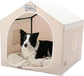 ndoor Dog House with Frame, Cute Dog Tent Bed with Cover Cave | Breathable, Washable, and Foldable House, Suitable for 36-66 Lb, Large (29"×29"×29"), Beige by JIUPETY
