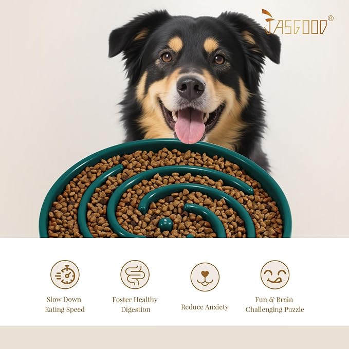 JASGOOD Slow Feeder Dogs Bowl for Large Medium Dogs,Anti-Gulping Pet Slower Food Feeding Bowls Stop Bloat,Preventing Choking - Image 6