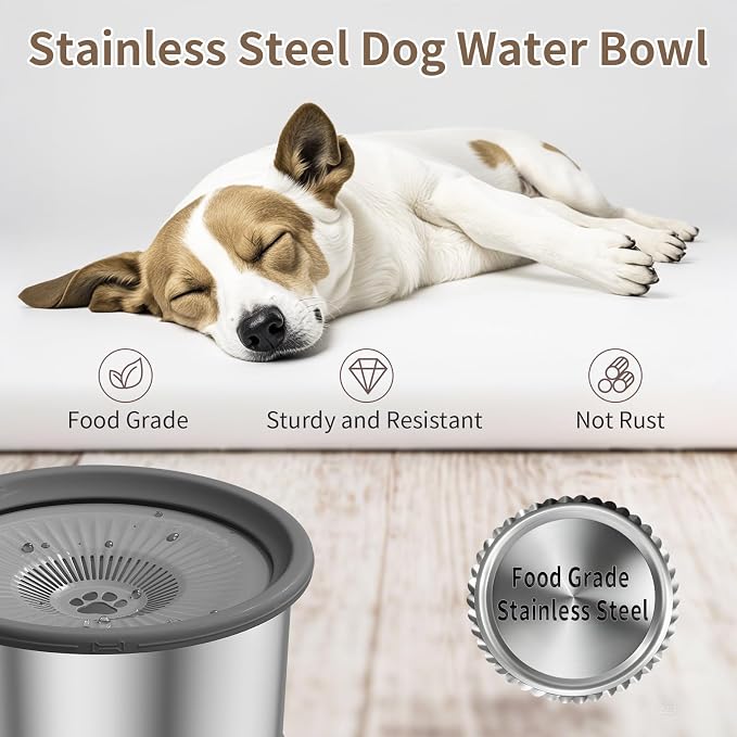 3.5L Dog Water Bowl No Spill 118oz Stainless Steel Water Bowl for Dogs No Splash Slow Water Feeder with Anti-Slip Mat for Messy Drinkers 3.5L+2 Filters - Image 8