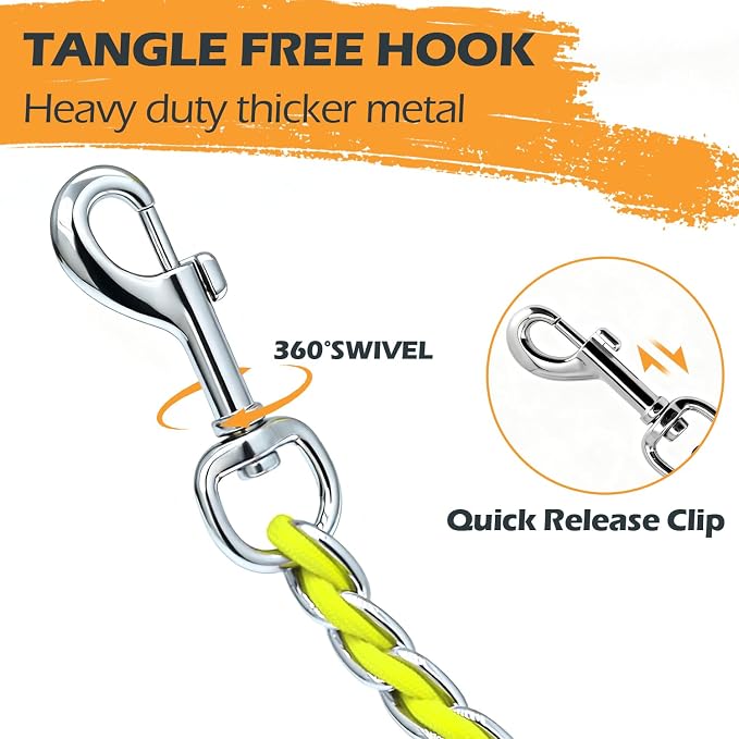 S-ETOVUS-Chain Dog Leash, Bite-Proof Metal Leash, with Padded Handle | Three Sizes 7.25FT/5.2FT/4FT, Woven From Nylon Rope And Chain, Durable And Bite-Resistant, Comfortable With Padded Handles - Image 3