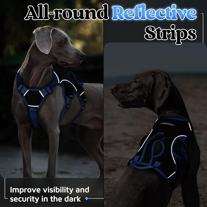 rabbitgoo Escape Proof Dog Harness for X-Large, No Pull with Lift Handle | No Escape, Full Soft Padded, Reflective Adjustable Vest, Leash Clip for Walking Hiking Training, Blue & Black, X-Large - Image 7