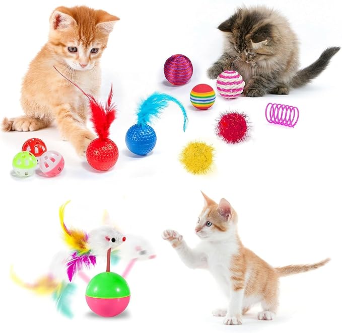 AILUKI 35PCS Cat Toys Variety Pack for Indoor Cats, Kitten Toys Cat Tunnel | Kitten Toys for Indoor Kittens Cat Toy Bundle Set with Feather Wand, Plush Mice, Crinkle Balls & Interactive Cat Toys Bundle - Image 4