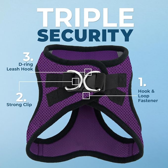 Voyager Step-in Air Dog Vest Harness - Purple/Black Trim, X-Large | 20.5 - 23" in Chest, Reflective Bands, All Weather Breathable Air Mesh, Cats Compatible, Lightweight, Fast Drying - Image 2