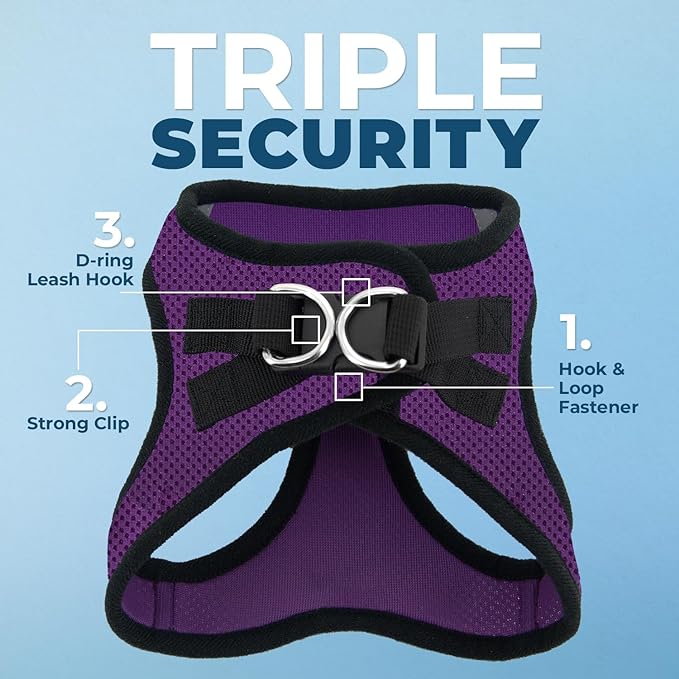 Voyager Step-in Air Dog Vest Harness - Purple/Black Trim, Medium | 16 - 18" in Chest, Reflective Bands, All Weather Breathable Air Mesh, Cats Compatible, Lightweight, Fast Drying - Image 2