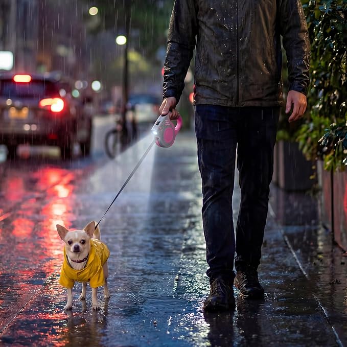 Retractable Dog Leash with USB Rechargeable Flashlight, Pink | 16FT Automatic Telescopic Tractor Dog Leash, Durable ABS Case and Comfort Grip, Designed for Small Medium Dogs Up to 30lbs - Image 7