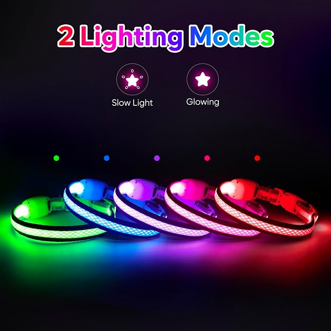 Flashseen LED Dog Collar, Light Up Dog Collar USB Rechargeable, Red, XS | Super Bright Lighted Dog Collar, Adjustable Breathable Mesh, Glow Collar for Dog Night Walking - Image 2