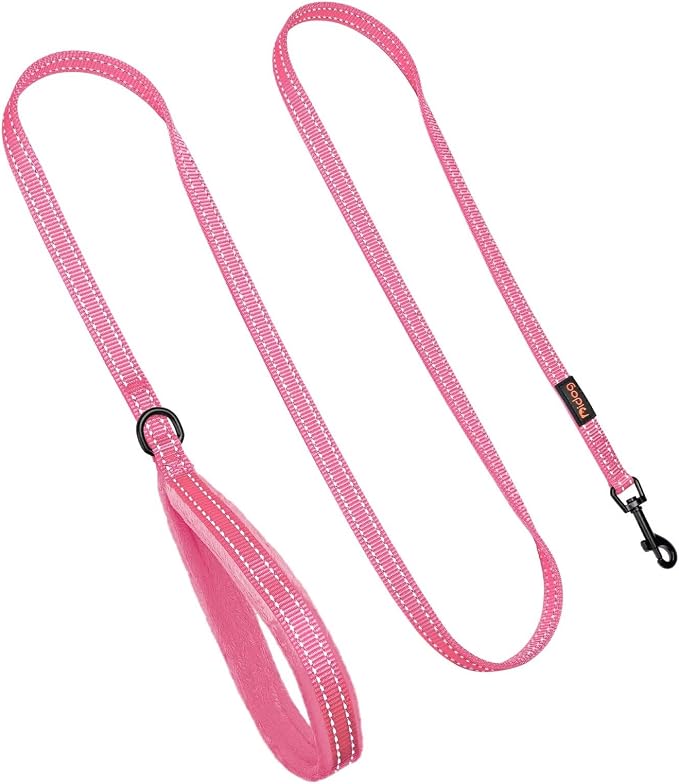 Didog 6FT Reflective Dog Leash for Small Medium Dogs, Slim 5/8" Width, Pink | Soft Padded Handle, Plush Comfort Grip, Tangle-Free, 360° Swivel Clasp for Daily Walking and Training, Night Safety - Image 4