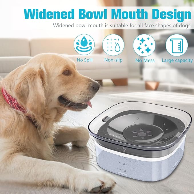UPSKY 70oz Dog Water Bowl, No Spill Slow Drinking Feeder for Messy Drinker | Large Capacity, Spill Proof, Prevent Pet Prevents Choking, Anti-Slip, Visible Water Level, Suitable for Travel and Car Trips - Image 5