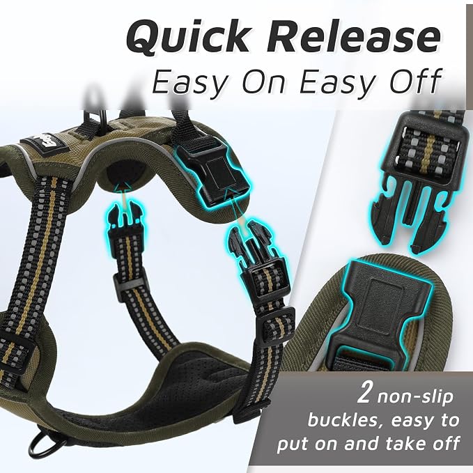 Eagloo Dog Harness for Small Dogs, No Pull Pet Vest with 2 Leash Clips | No Choke with Handle, Adjustable Comfort Fit, Reflective Strips, Easy Walking Control, Brown, X-Small - Image 6