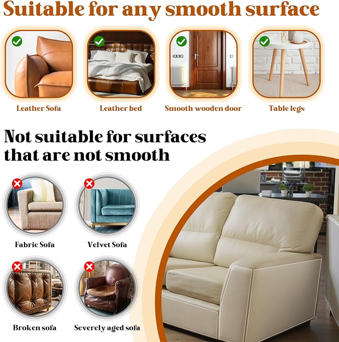 Cat Scratch Furniture Protector - Design for Leather Couch, 157.5"x11.8" Clear Couch Protector from Cat Claws, Thickened Anti-Scratch Adhesive Roll, Cuttable & Residue-Free, No Pins | 157"x11.8" Clear Couch Protector from Cat Claws, Thickened Anti-Scra... - Image 6