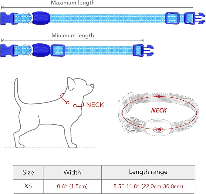 Light up Dog Collar for Small Dog,Vizpet XS Adjustable Size Nylon Collar USB Rechargeable Bright Safety Pet Collar for Cats Dogs (Blue) - Image 6