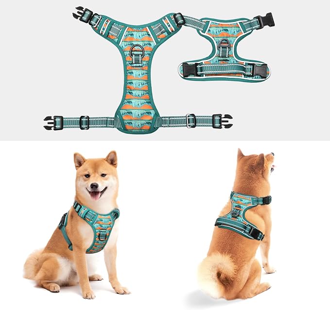 Timos Dog Harness Medium Sized, Quick Release 3 Buckles, Wilderness, M | Reflective No Pull No Choke, Easy On & Off, Adjustable Soft Padded, Front & Back 2 Clips and Control Handle for Walking - Image 7