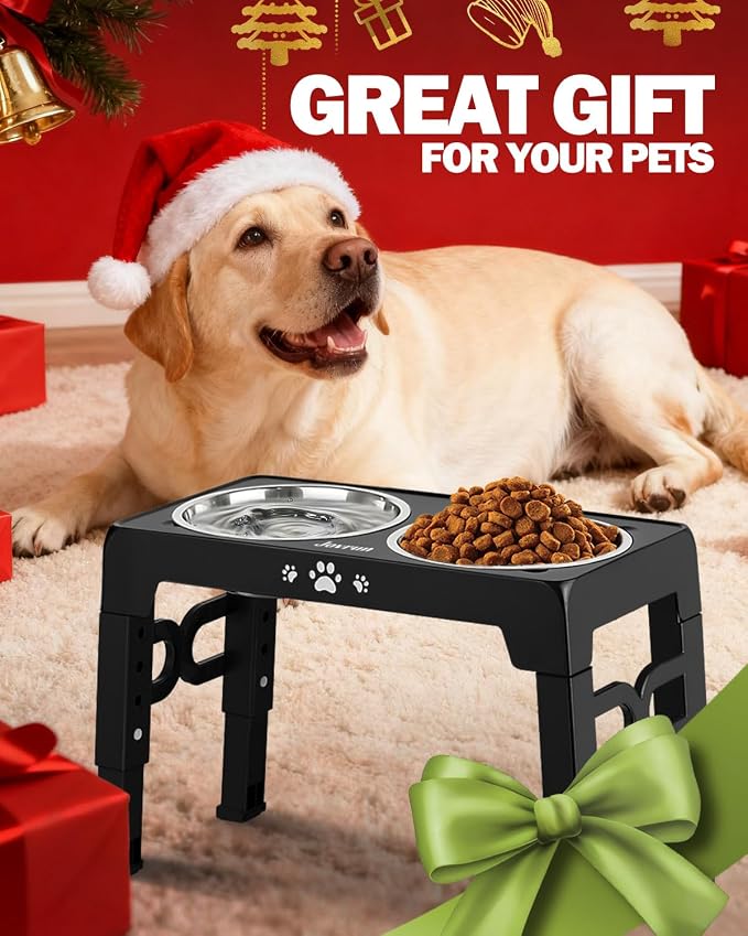 Jovrun Elevated Dog Bowls for Medium Large Size Dogs, Non-Slip Dog Feeder with 2 Stainless Steel Dishes, 5 Heights Adjustable Raised Bowls to 3.15″-8.66″-9.84″-11.02″-12.2″ - Image 7