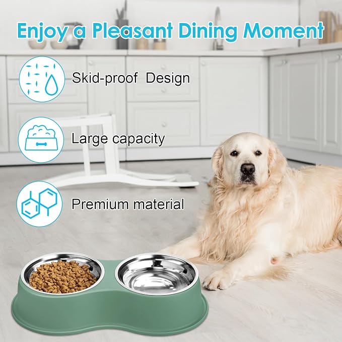 Epetslove Stainless Steel Dog Bowls Double Non-Slip Dog Water and Food Bowl | Pet Feeder Bowls, Dog Dishes, Raised Feeding Design, Double Bowls Set, For Puppies, Medium Dogs and Cats, Outdoor / Indoor - Image 6