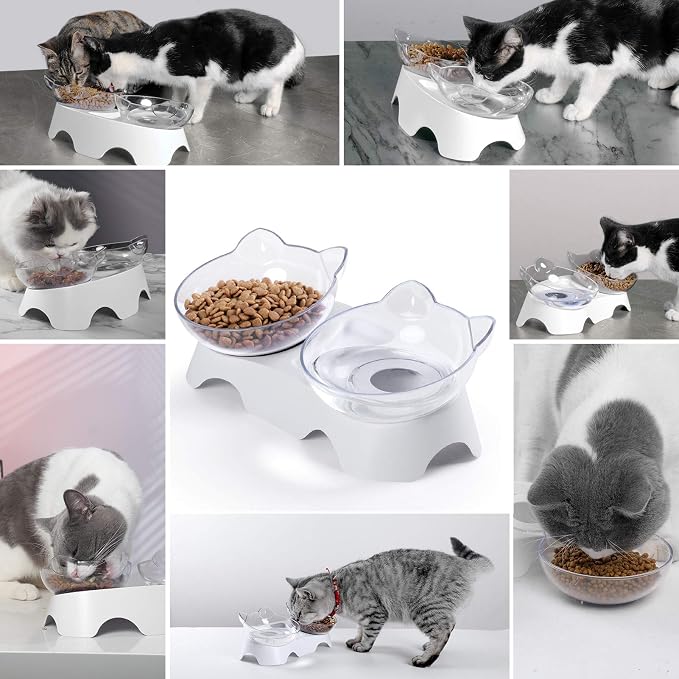 MILIFUN Cat Bowls, Cat Food Bowls Elevated Tilted, Anti Vomiting Kitty Bowl for Puppy and Bunny, Orthopedic for Indoor Cats. - Image 7