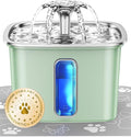 Veken Innovation Award Winner Stainless Steel Cat Water Fountain, 108oz | Automatic Pet Fountain Dog Water Dispenser with Replacement Filters & Silicone Mat for Cats, Dogs (Tea Green) by Veken