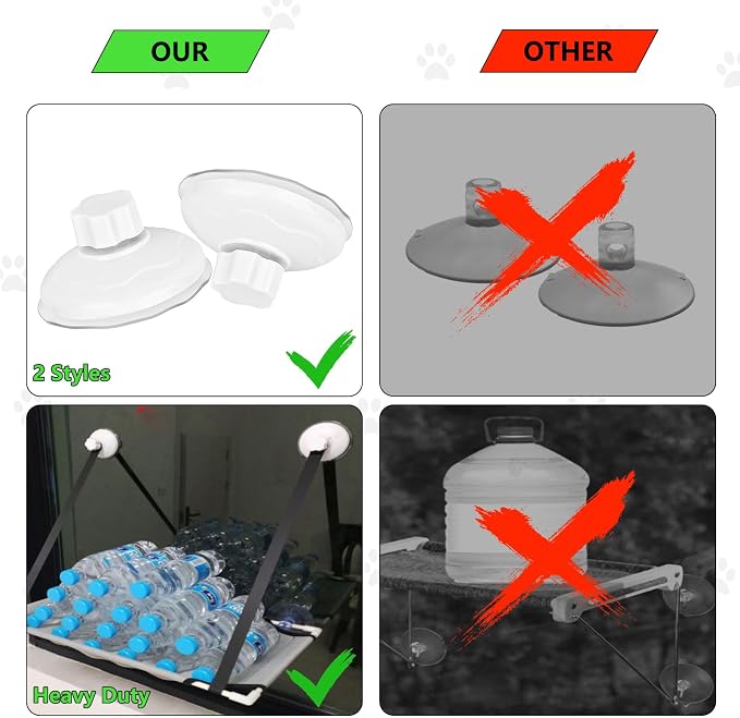 AccEncyc Thick Suction Cup Cat Perches 4Pcs Cat Hammock Replacement Screw Suction Cups for Window Seat - Image 3