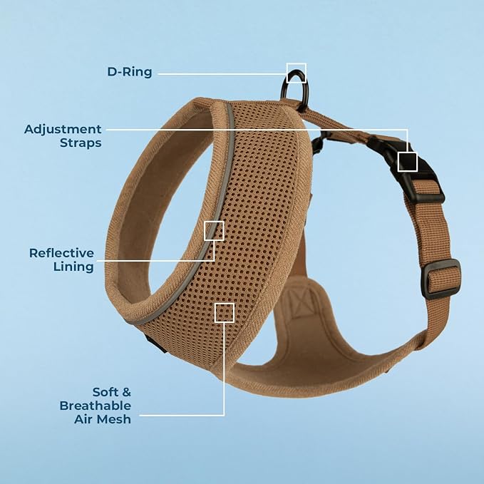 Best Pet Supplies Voyager Aerolite Over the Head Dog Harness, No Pull Breathable Air Mesh Vest, Quick Dry with Reflective Stitching, Adjustable Escape Resistant Harness - Beige, Medium - Image 3