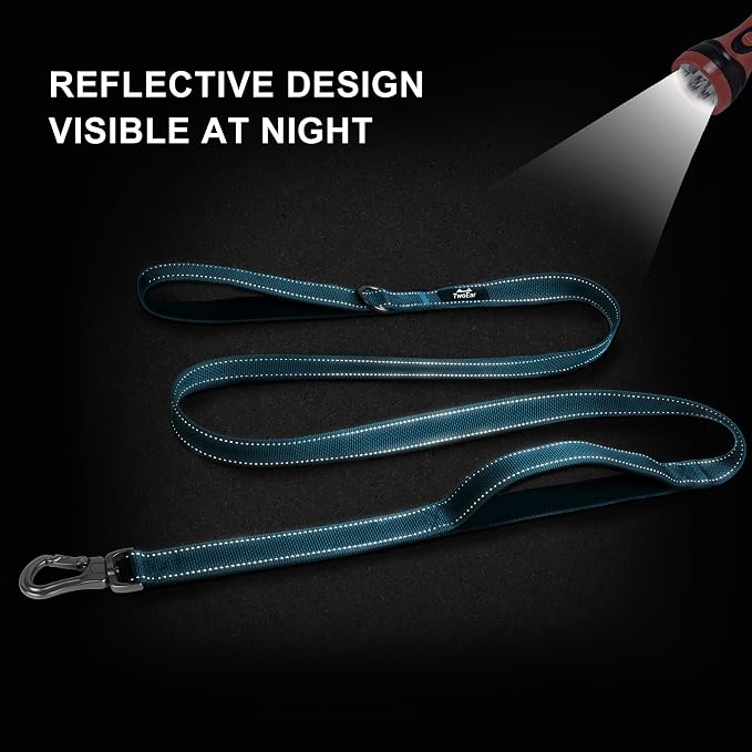 Twoear 4FT 1IN Heavy Duty Dog Leash for Large Dogs with 2 Padded Handles | Traffic Handle Extra Control, Auto Lock Hook, Strong Reflective Walking Leash for Night Safety, Medium and Large Breeds,Blue - Image 5