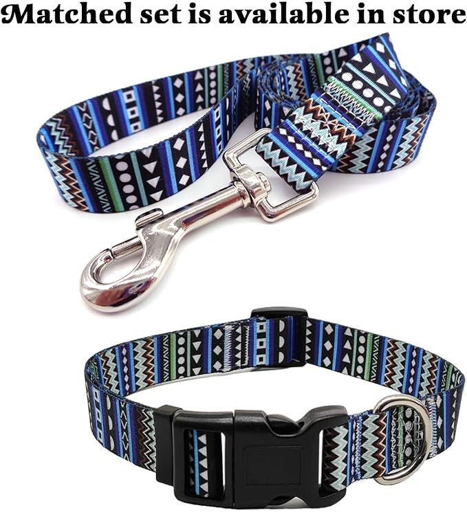 Mihqy Dog Collar for Medium Dogs, Fashion Design, Bohemian Blue,M | Neck Fit 12.9"-21.6", Multiple Patterns，4 Sizes for Small Medium Large Dogs, Comfortable for Walks and Outdoor Hikes - Image 7