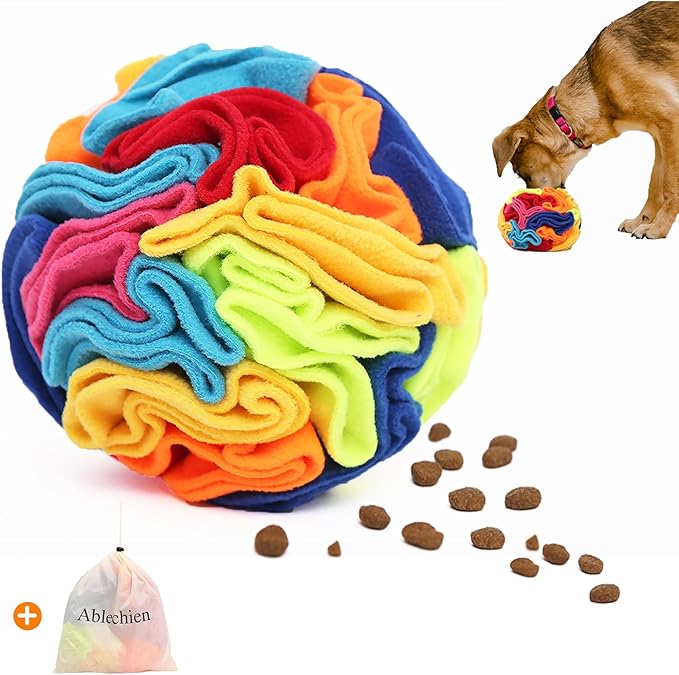 Ablechien Snuffle Ball - Snuffle Ball for Dogs, Interactive Dog Toys to Keep Them Busy, Puppy Dog Puzzle Toy with Storage Bag Machine Washable by Havefunwithyourpets