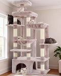 Heybly Cat Tree, 71-Inch Tall Cat Tower for Large Maine Coon Cats HCT037MU | Cat Condo Furniture with Extra-Large Baseboard, Multi-Level Platforms, 2 Hammocks and 12 Scratching Posts, Rosy Brown by HEYBLY