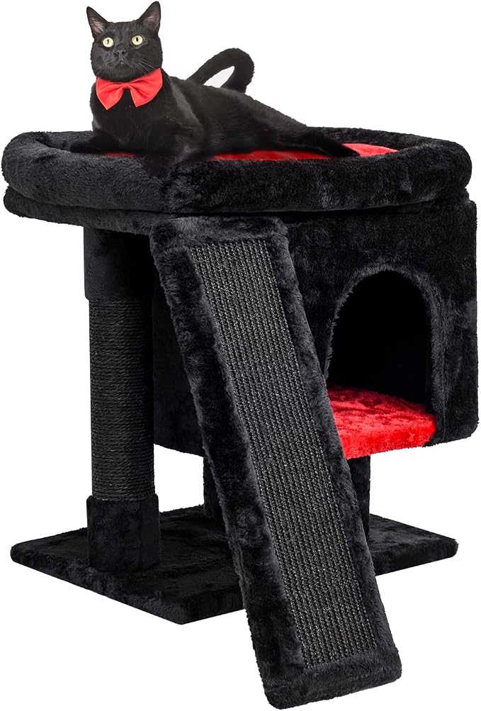 SYANDLVY Gothic Cat Tree with Coffin Bed for Indoor Cats, Cat Tower with Scratching Post, Modern Activity House for Large Cats, Condo with Board, Kittens Cave by SYANDLVY