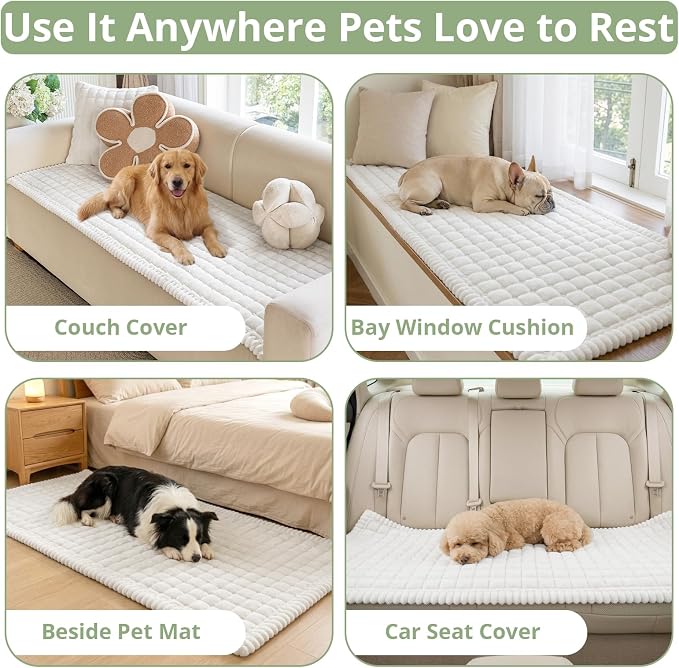 OstepDecor Couch Cover for Dogs, Washable Non Slip Sofa Cover for Pets | Soft Couch Covers for Sofa, Loveseat and Sectional, Furniture Protector Against Pet Hair & Dirt (27.6" x 70.9", Off White) - Image 2