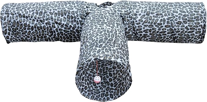 3 Way Cat Tunnel. Extra Large 12 Inch Diameter and Extra Long. A Big Collapsible Play Toy. Wide Pet Tunnel Tube for Rabbits, Kittens, Large Cats, and Dogs (Animal Print) - Image 8
