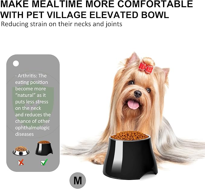 Dog Bowls,Cone Friendly Non Slip Single Dog Bowl with Stainless Steel Inner, Raised Bowls for Small Dogs Spaniel Dogs Long Ear, High Capacity, M/2 Cup Black - Image 3