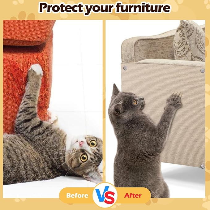 Cat Scratch Furniture Protector, 78.7"x15.8" Cat Scratch Pad for Couch | Trimmable Self-Adhesive DIY Sofa Wall Cats Tower Mat, Replacement Pads from Pet Claws, Beige - Image 5