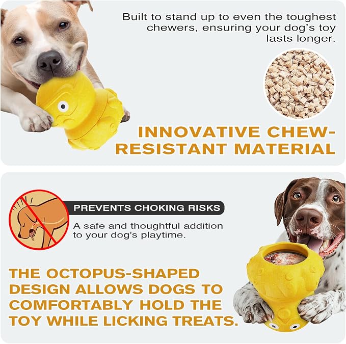 3-in-1 Treat-Dispensing Dog Puzzle Toy and Slow Feeder, Yellow | Octopus Puzzle Supports Frozen Treats,Dog Chew Toy,Kibble Dispensing and Slow Feeding,Interactive Dog Toys - Image 5
