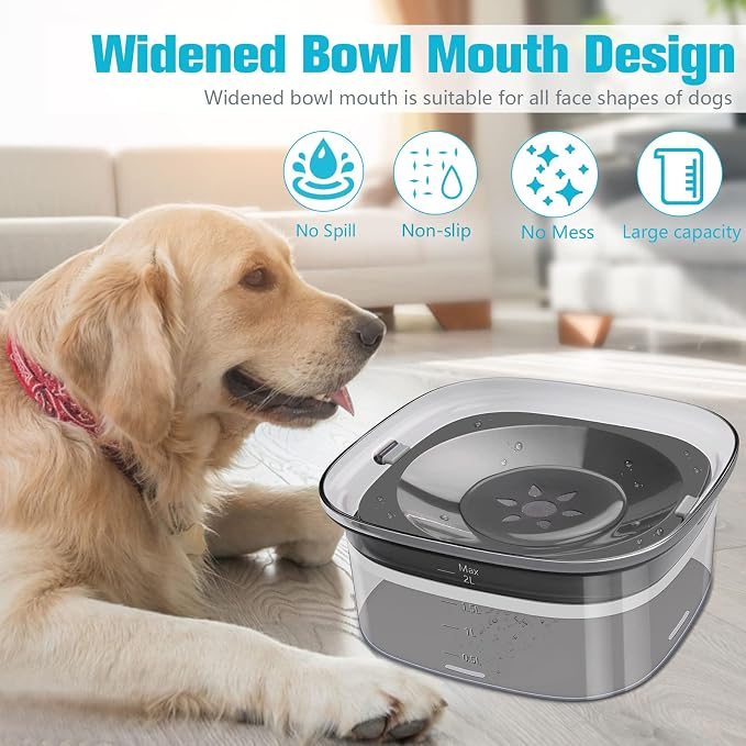 UPSKY 70oz Dog Water Bowl, No Spill Slow Drinking Feeder for Messy Drinker | Large Capacity, Spill Proof, Prevent Pet Prevents Choking, Anti-Slip, Visible Water Level, Suitable for Travel and Car Trips - Image 5