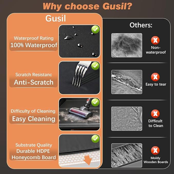 Gusil Back Seat Extender for Dogs: Mobile Cozy Pet Den! Skin-Safe Padding, Heavy-Duty PU Leather with Hard Bottom, 450lb Capacity-Waterproof, Non-Slip, 45% More Space (Fits Cars, SUVs & Small Trucks) - Image 5