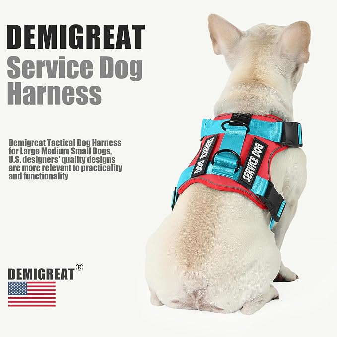 Service Dog Harness, Reflective Dog Vest Harness with 5 PCS Patches, Adjustable Soft Oxford Pet Harness, Inner Layer Mesh, Easy to Control for Small Medium Large Dogs - Image 4