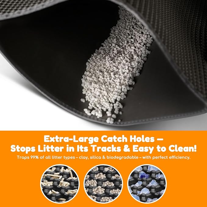 Cat Litter Mat 24"x16",Double Layer EVA Litterbox Mat Cream | Extra Large Honeycomb, Waterproof & non-slip, Odor-free, easy clean, washable durable floor protector,scatter control - Image 4