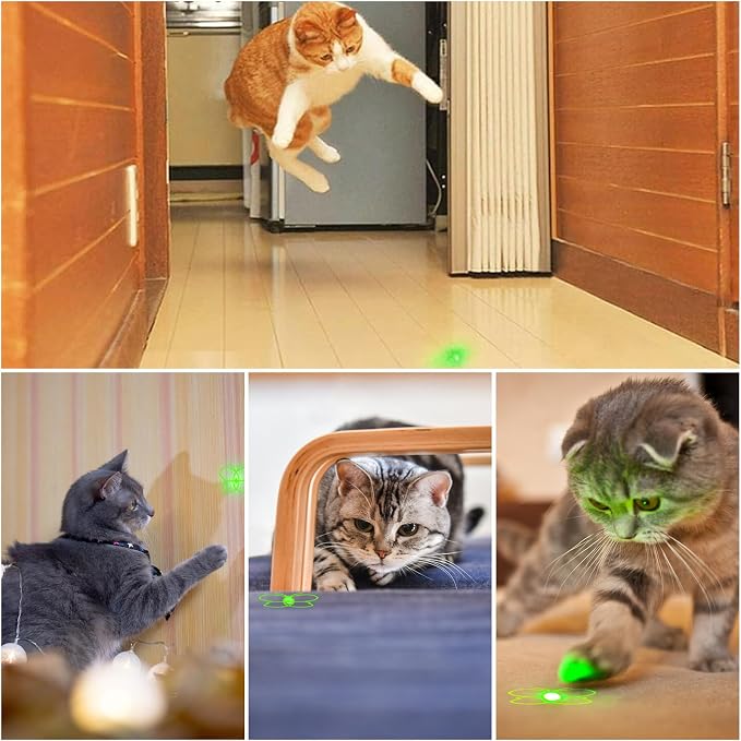 Waputne Cat Toy, Green Light, Rechargeable, 3 Light Modes, 5 Fun Patterns | Interactive Chase Toy; Automatic Training & Exercise Fun; Kitten Toy for Indoor Cats & Dogs - Image 2