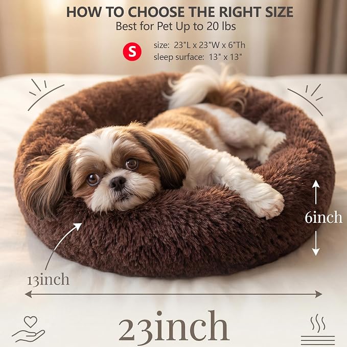 nononfish Small Dog Bed,Soft Calming Donut Sleeping Pet Bed | Soft calming donut bed designed for small dogs and puppies. - Image 3