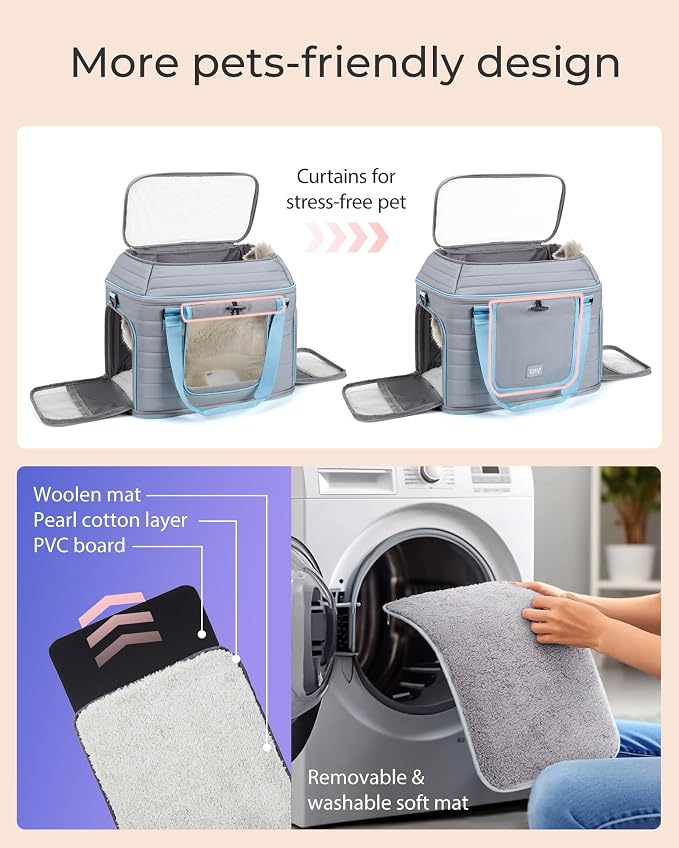 Top-Expandable Pet Carrier: NOBLE DUCK Airline Approved Pet Travel Bag for Cats/Dogs Up to 20 Lbs | Soft-Sided, Multi-Sided Breathable with Anti-Escape Zipper & Privacy Curtain to Reduce Stress - Image 5