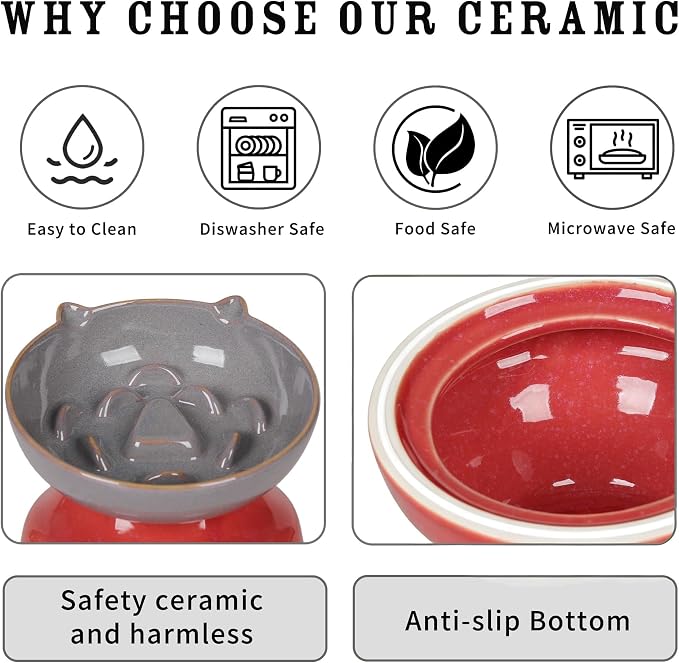 Ceramic Slow Feeder Cat Bowl, 15-Degree Tilted Non-Slip | Food-Grade Ceramic For Indoor Cats, 5.3 In Shallow Bowl, Whisker-Friendly, Dry And Wet Food, Dishwasher Safe - Image 6