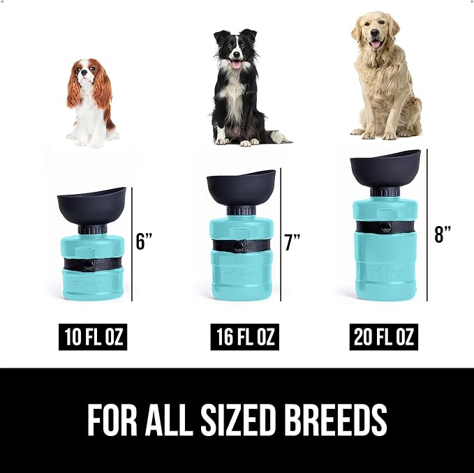 GORILLA GRIP Dog Water Bottle, Portable Water Bowl Dispenser for Dogs, 20 oz Leak Proof Pet Travel Squeeze Bottles Food Grade Silicone, Pet Stocking to Go Puppy Essentials, Turquoise - Image 6