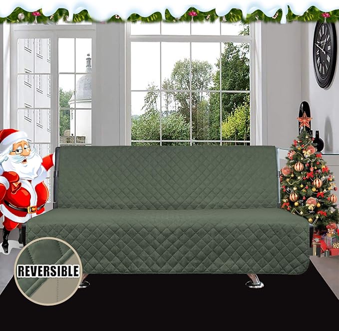 Easy-Going Reversible Couch Cover, Large Futon Sofa, Greyish Green/Beige | Machine Washable Slipcover For Dogs, Water Resistant Furniture Mat For Living Room, Non-Slip Sofa Cover, Pet Friendly - Image 2