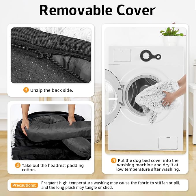 Calming Dog Bed Fluffy Plush Dog Mat for Furniture Protector with Removable Washable Cover for Large Medium Small Dogs and Cats (Medium, Light Grey) - Image 4