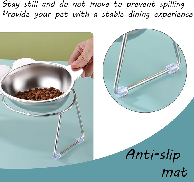 2 Pack Elevated Pet Bowls for Small Cats and Dogs 15° Tilted | Anti-Vomiting Stainless Steel Raised Dishes, 5.9” Whisker & Spine Friendly Indoor Food & Water Bowls - Image 4